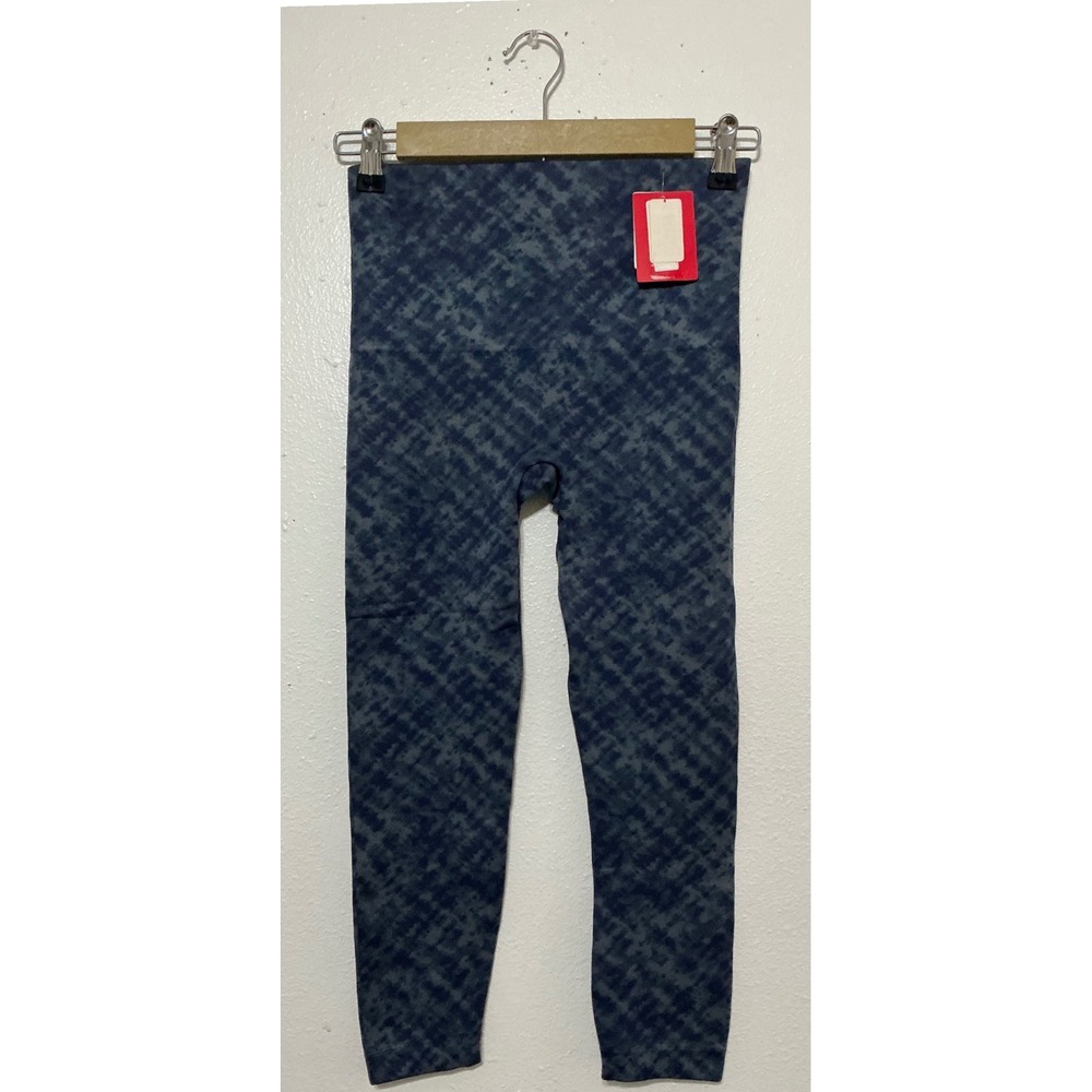Spanx Look At Me Now Blue‎ Tie Dye Crop Leggings Women Size Large Stretch Grunge